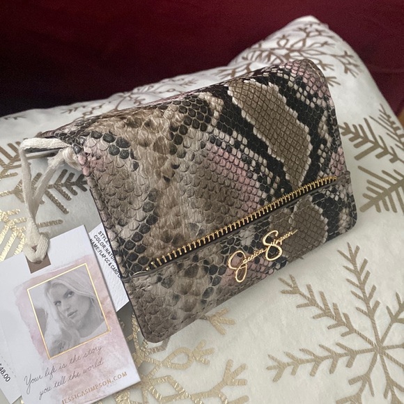 Jessica Simpson Snakeskin (Python) Wallet (Brown, Tan, Pink) & Gray Card… - Picture 7 of 15